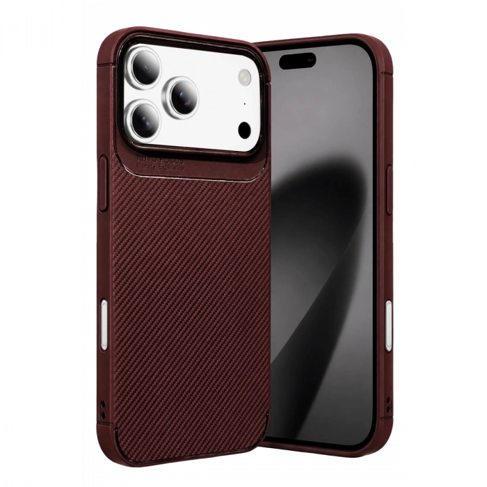 İphone 18 Pro Auto Focus Karbon Kapak - Bordo