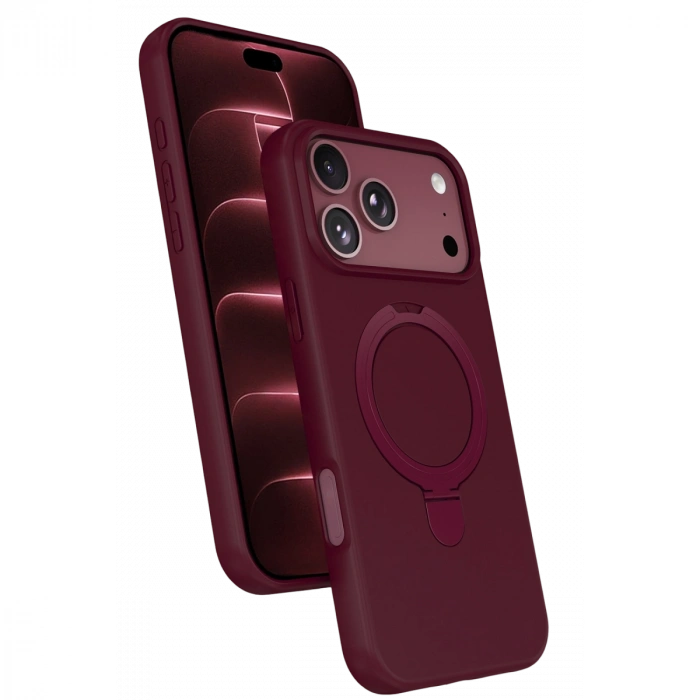 İphone 18 Pro Max Regal Magsafe Standlı Kapak - Bordo