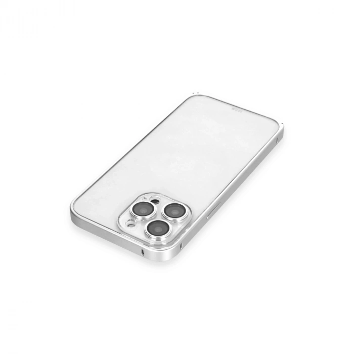 Joko Apple İphone 15 Pro Max Metal Bumper Mat Kapak - Gümüş