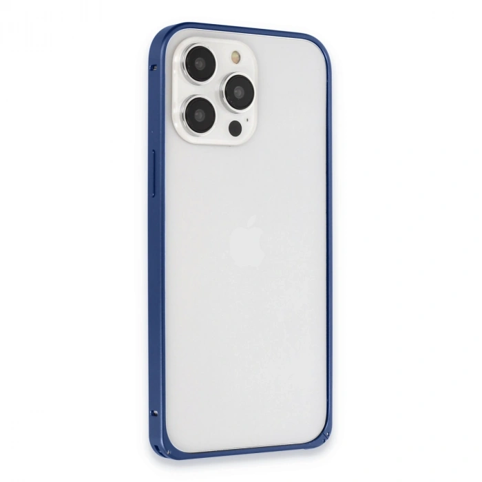 Joko Apple İphone 15 Pro Max Metal Bumper Mat Kapak - Lacivert