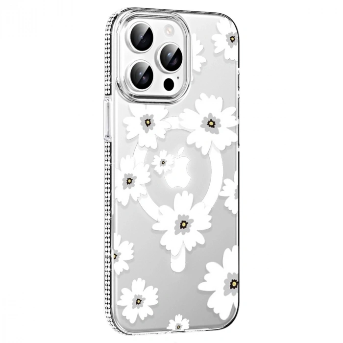 Joko  İphone 15 Pro Max Floral Magsafe Kapak - Beyaz