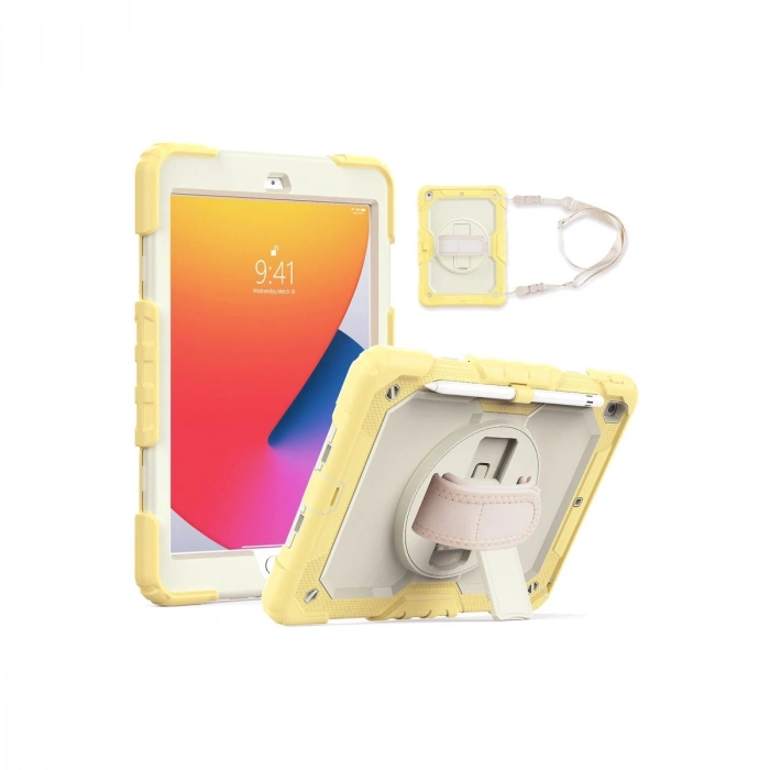 Newface Apple İpad 10.2 (7.nesil) Kılıf Strap New Tablet Kapak - Sarı