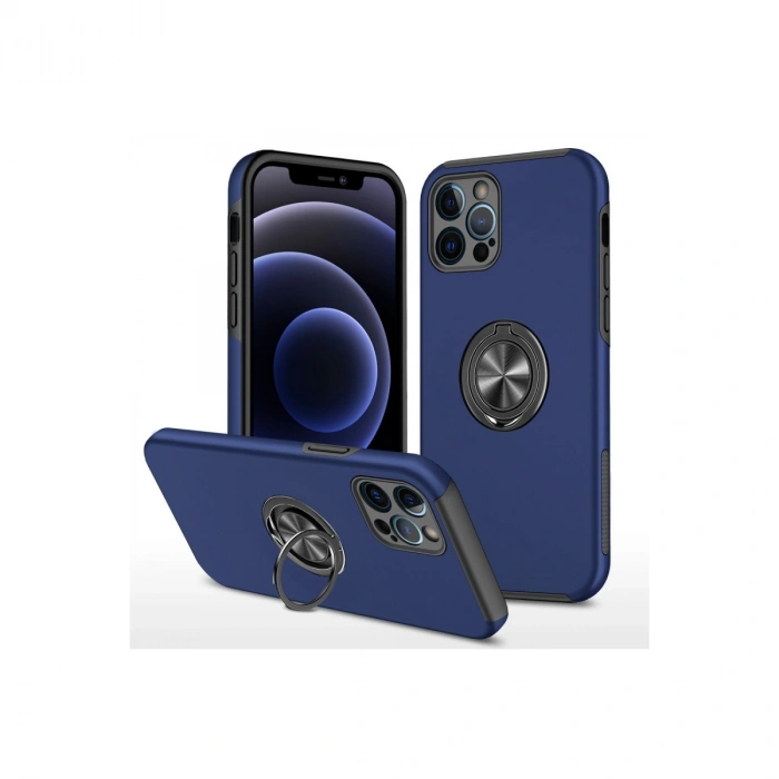 Newface Apple İphone 12 Pro Max Kılıf Elit Yüzüklü Kapak - Lacivert