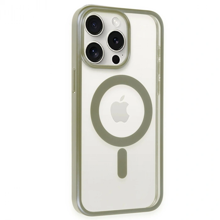 Newface Apple İphone 15 Pro Max Kılıf Erozi Magsafe Kapak - Gri