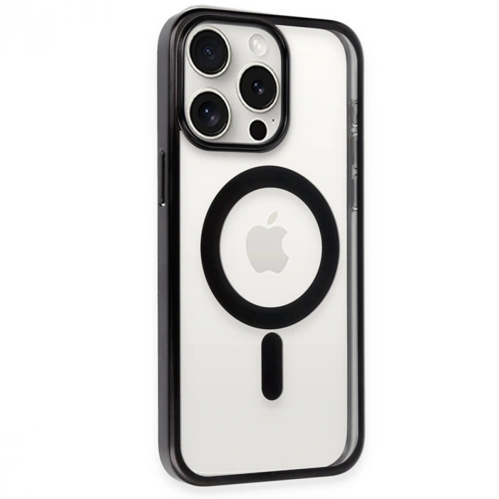 Newface Apple İphone 15 Pro Max Kılıf Erozi Magsafe Kapak - Siyah