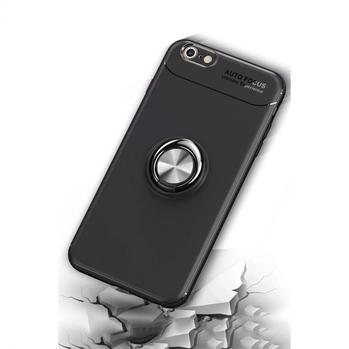 Newface Apple İphone 6 Kılıf Range Yüzüklü Silikon - Kırmızı