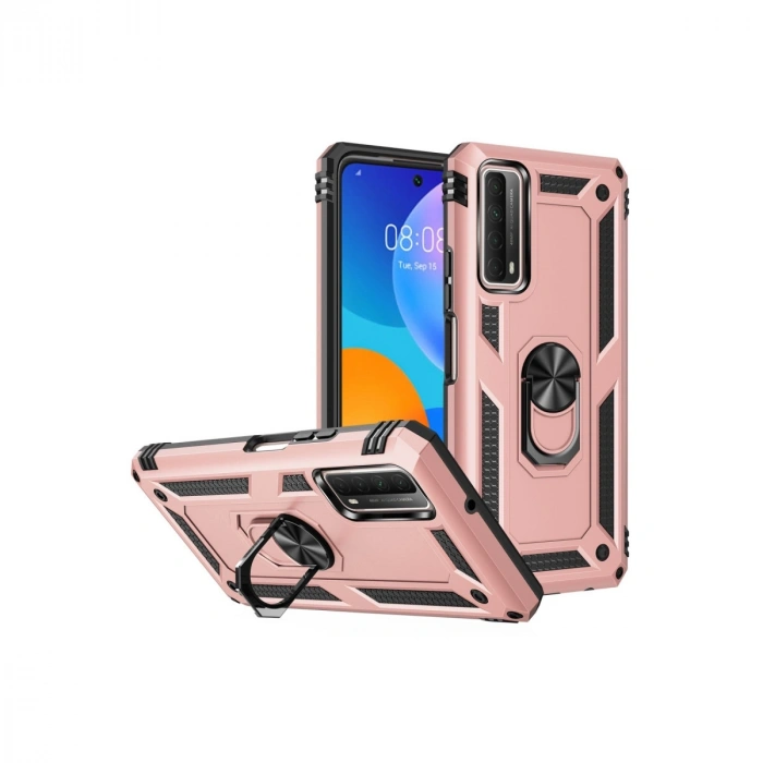 Newface Huawei P Smart 2021 Kılıf Sofya Yüzüklü Silikon Kapak - Rose