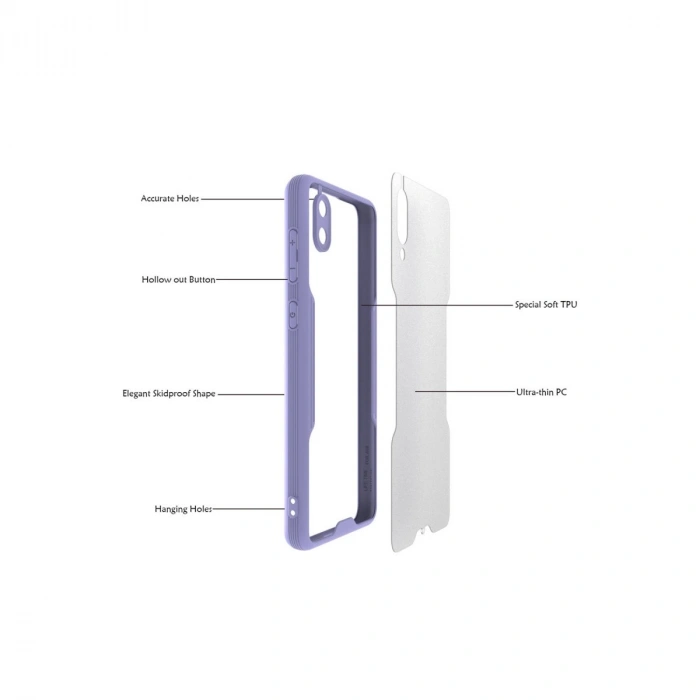 Newface Samsung Galaxy A02 Kılıf Platin Silikon - Lila