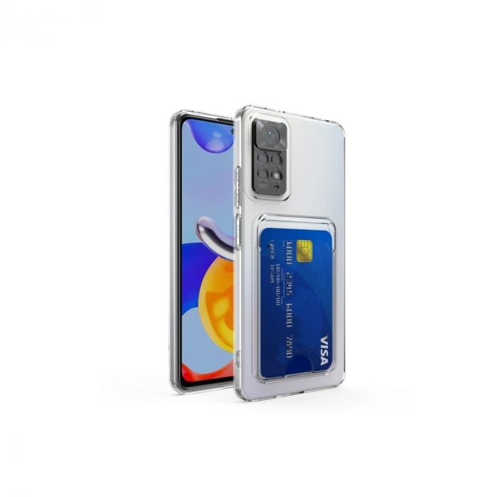 Newface Xiaomi Redmi Note 11 Kılıf Kart Şeffaf Silikon - Şeffaf