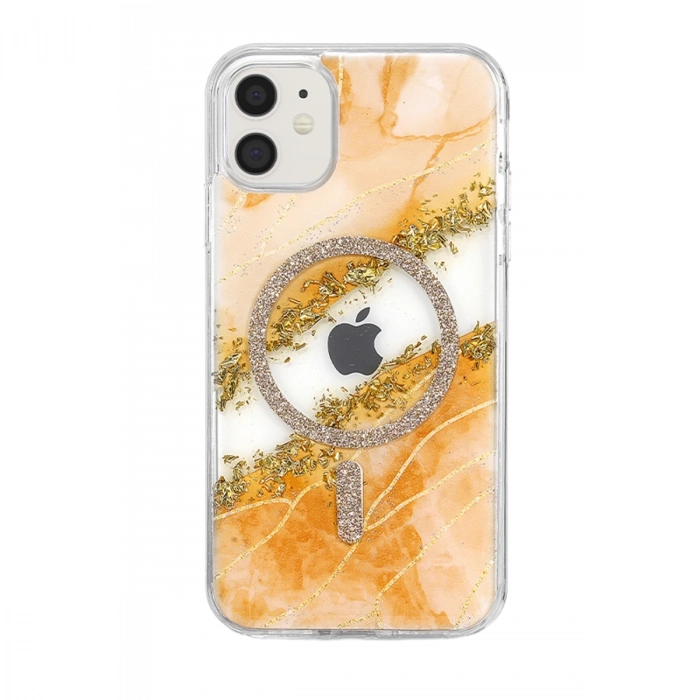 Onegif  İphone 11 Lotus Simli Magsafe Kapak - Turuncu