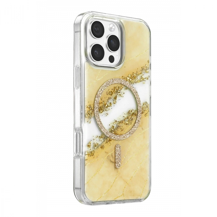 Onegif  İphone 16 Pro Max Lotus Simli Magsafe Kapak - Gümüş
