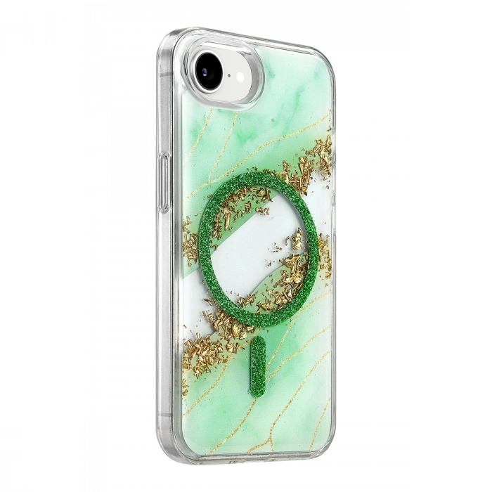 Onegif  İphone 17e Lotus Simli Magsafe Kapak - Yeşil