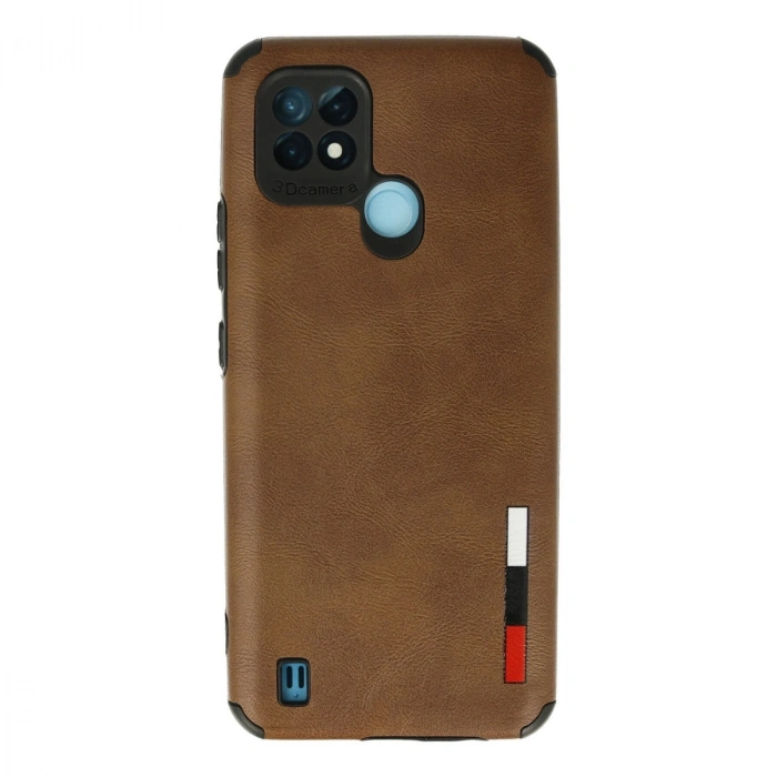 Realme C21 Kılıf Loop Deri Silikon - Kahverengi