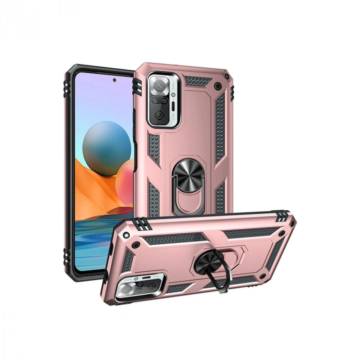 Xiaomi Redmi Note 10 Pro Kılıf Sofya Yüzüklü Silikon Kapak - Rose