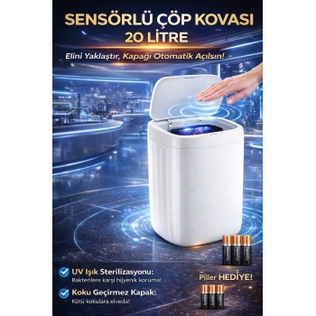 20 Litre El Algılayan Sensörlü Çöp Kovası