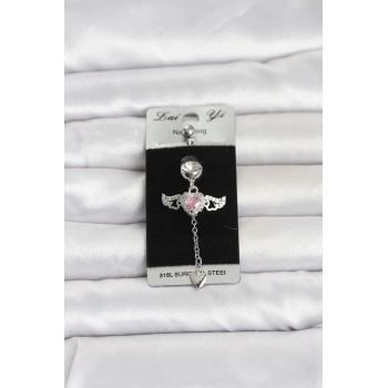 316l Cerrahi Çelik Kanatlı Kalp Model Göbek Piercing