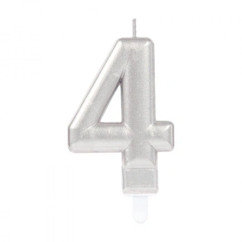 4 Rakam Mum Gümüş Renk Bx40