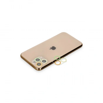 İphone 11 Pro Renkli Kamera Lens Koruma Cam - Pembe-mavi