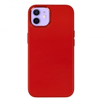 İphone 12 Kılıf Asya Deri Silikon - Kırmızı