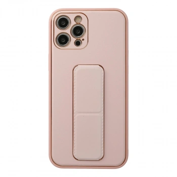 İphone 12 Pro Kılıf Coco Deri Standlı Kapak - Pembe