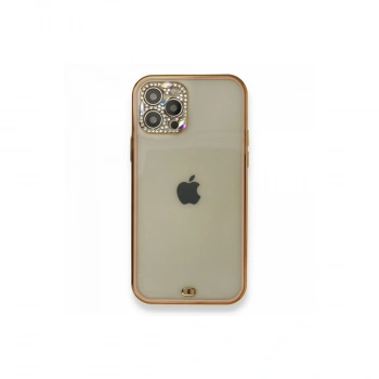 İphone 12 Pro Kılıf Liva Taşlı Silikon - Pembe