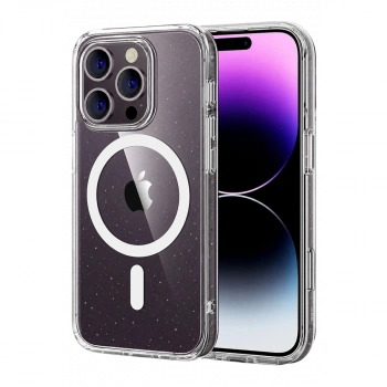 İphone 16 Pro Max Combo Simli Magsafe Kapak - Şeffaf