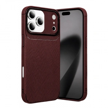 İphone 17 Pro Max Auto Focus Karbon Kapak - Bordo