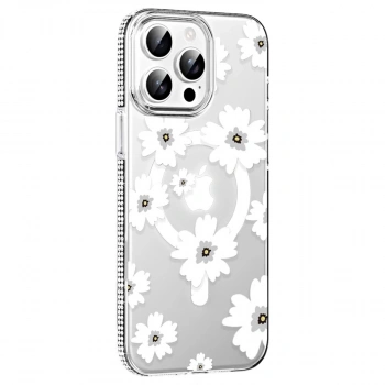 Joko  İphone 15 Pro Max Floral Magsafe Kapak - Beyaz