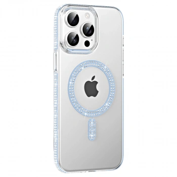 Joko  İphone 15 Pro Move Taşlı Magsafe Kapak - Mavi