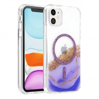 Onegif  İphone 11 Lotus Simli Magsafe Kapak - Mor