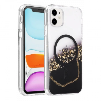 Onegif  İphone 11 Lotus Simli Magsafe Kapak - Siyah