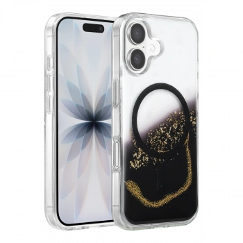 Onegif  İphone 17 Lotus Simli Magsafe Kapak - Siyah