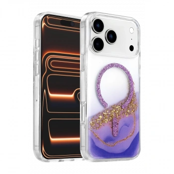 Onegif  İphone 17 Pro Lotus Simli Magsafe Kapak - Mor