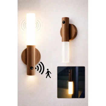 Sensörlü Dekoratif Meşale Duvar Aplik Led Gece Lambası Mıknatıslı Model