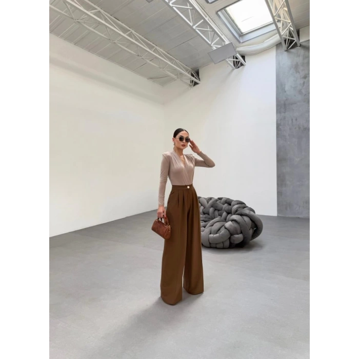 230 Gr Poly Viscose Full Lycra Pi̇leli̇ Palazzo Pantolon