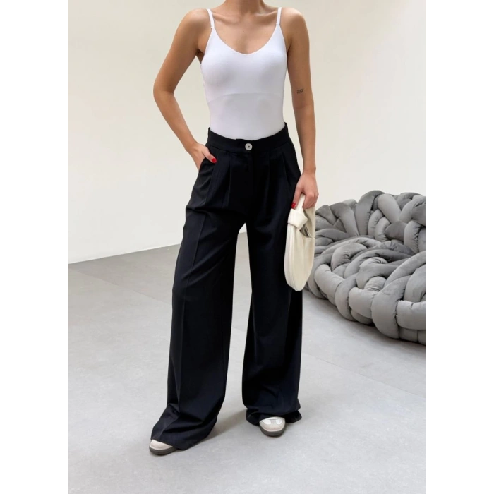 230 Gr Poly Viscose Full Lycra Pi̇leli̇ Palazzo Pantolon