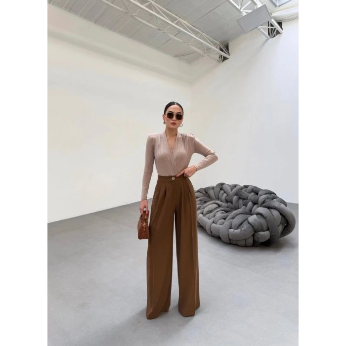 230 Gr Poly Viscose Full Lycra Pi̇leli̇ Palazzo Pantolon