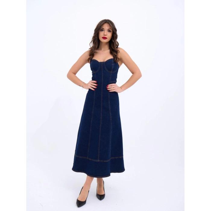 7090 KOT ELBİSE-MAVİ