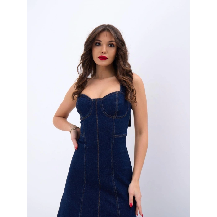 7090 KOT ELBİSE-MAVİ