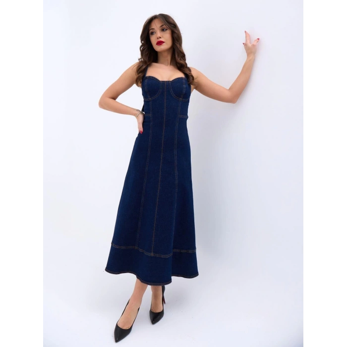 7090 KOT ELBİSE-MAVİ