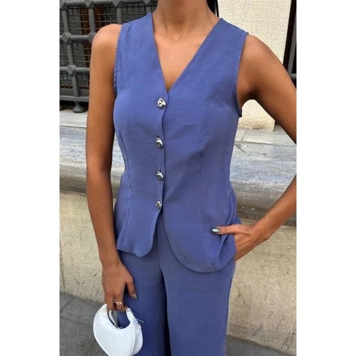 Arkası Bağcıklı Yelek Plazza Pantolon Modal Takım 10202-08