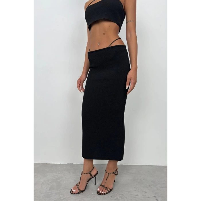 Askı Detay Straplez Dokulu Crop