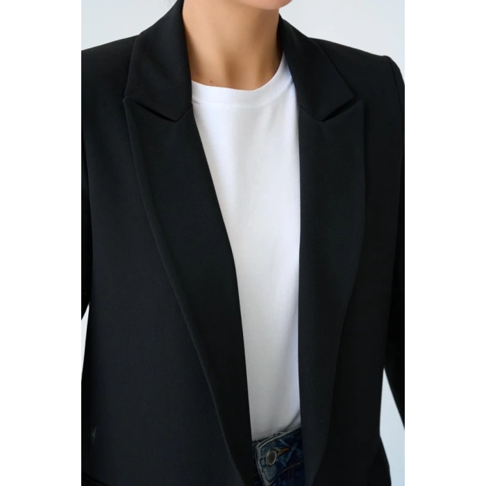 Astarı Çizgili Ceket - Siyah