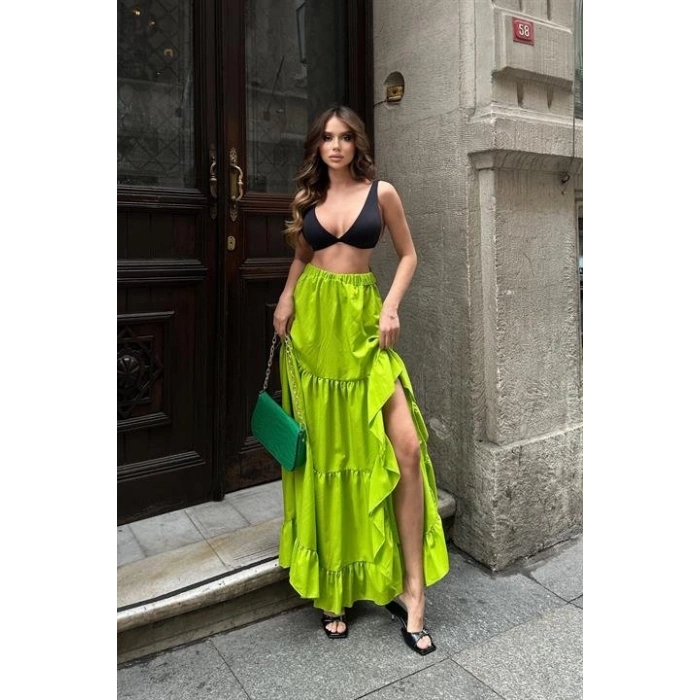 Audrey Fıfrlı Yırtmaç Detay Etek 4037