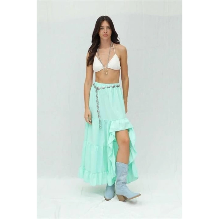 Audrey Fıfrlı Yırtmaç Detay Etek 4037