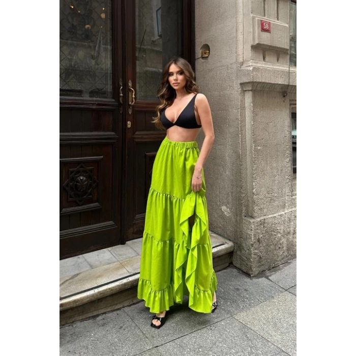 Audrey Fıfrlı Yırtmaç Detay Etek 4037