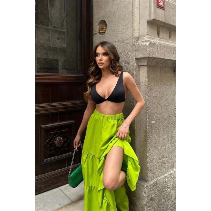 Audrey Fıfrlı Yırtmaç Detay Etek 4037