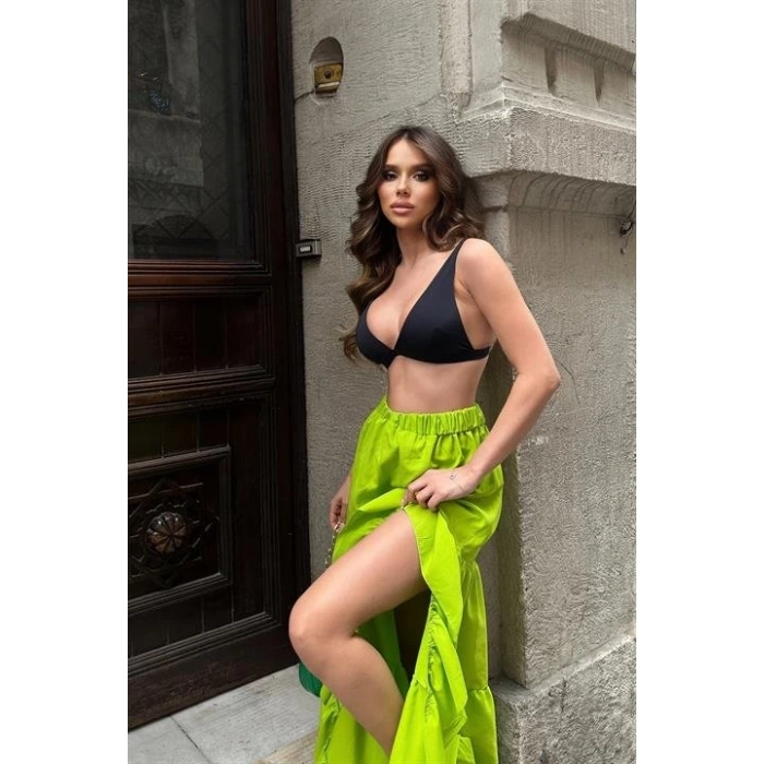 Audrey Fıfrlı Yırtmaç Detay Etek 4037