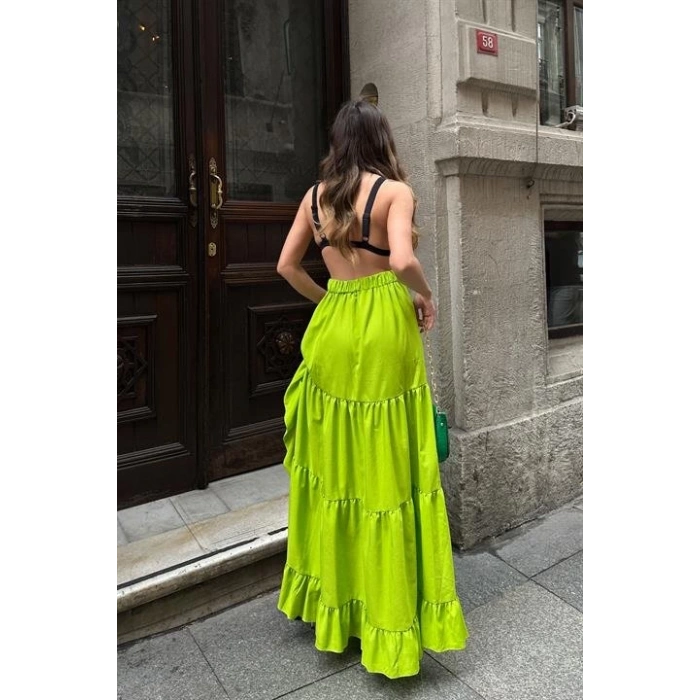 Audrey Fıfrlı Yırtmaç Detay Etek 4037