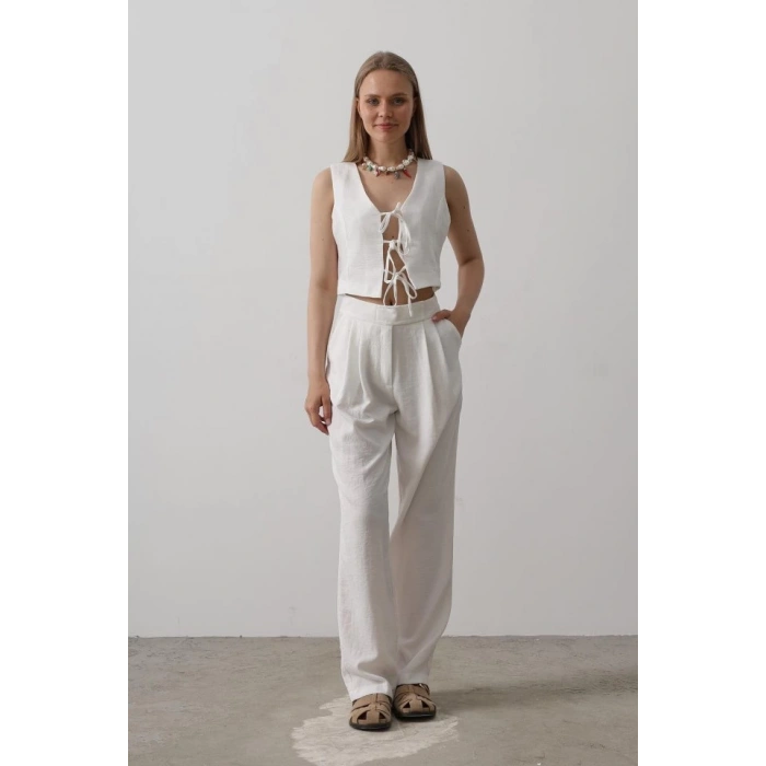 Bağlamalı Yelek - Beyaz